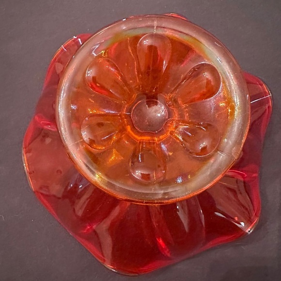 Viking Glass Epic Six Petal Persimmon Compote Bowl - Picture 12 of 13